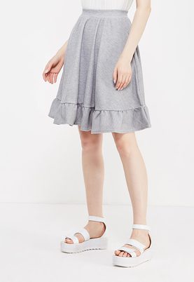 LOST INK  MIDI SKIRT WITH FRILL HEM IN RIB