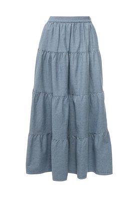 LOST INK   DENIM TIERED BELTED MAXI